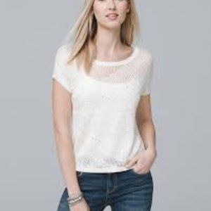 WHBM Short-Sleeve Embellished Sweater